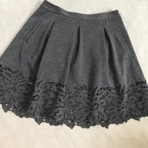 BCBGMaxAzria Gray Eyelet Lace Bottom Pocket Skirt